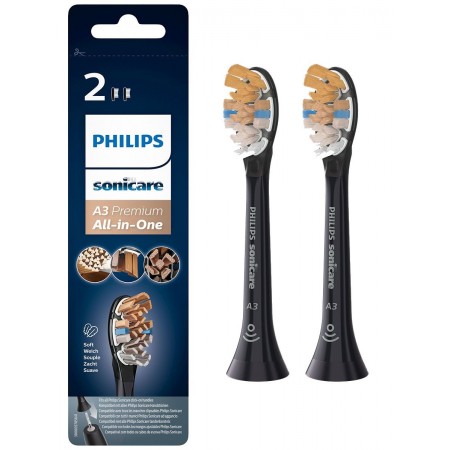 Philips A3 Premium All-in-One HX9092 11 Pack de 2 recargas pretas de escovas Sonicare