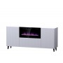 PAFOS chest of drawers with electric fireplace 180x42x82 cm white matt