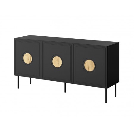 PALAZZO chest of drawers 150x42x75 black + oak craft