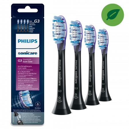 Philips G3 Premium Gum Care HX9054 33 Pack de 4 recargas pretas de escovas Sonicare