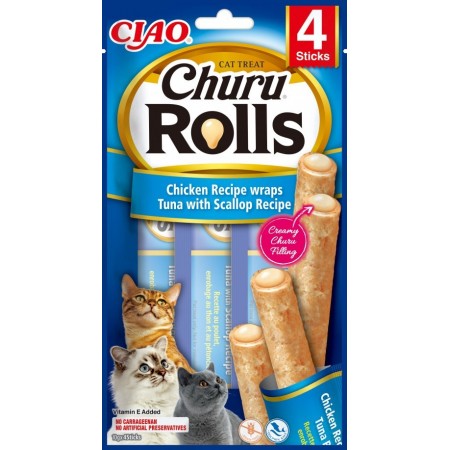 INABA Churu Rolls Chicken recipe wraps Tuna with scallop recipe - cat treats - 4x10 g