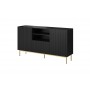 PAFOS chest of drawers on golden steel frame 150x40x90 cm matte black