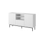 PAFOS chest of drawers on a black steel frame 150x40x90 cm white matt