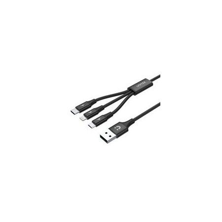 UNITEK C14049BK USB cable 1.2 m USB 2.0 USB C Micro-USB B/Lightning Black