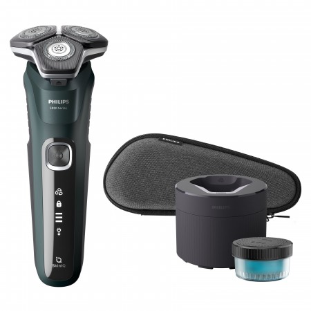 Philips SHAVER Series 5000 S5884 50 máquina de barbear Máquina de barbear rotativa Aparador Preto, Verde