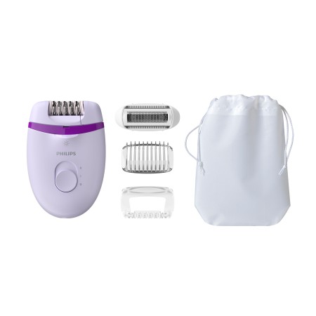 Philips Satinelle Essential Epilatore compatto per gambe con filo e Opti-light