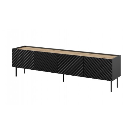 4D RTV cabinet ONDA 200x40x35-54 black (standing or wall mounted)