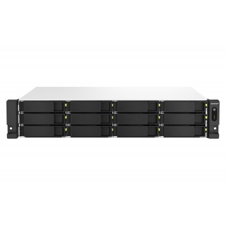 QNAP TS-1264U-RP NAS Rack (2U) Intel® Celeron® 8 GB DDR4 0 TB QNAP QTS Alumínio, Preto