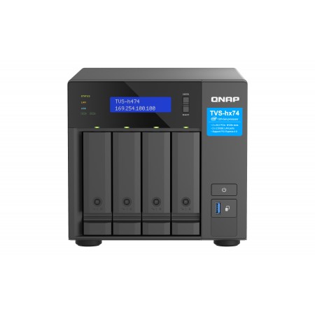 QNAP TVS-H474 NAS Tower Intel® Pentium® G7400 8 GB DDR4 0 TB QuTS hero Preto