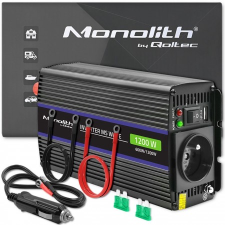 Qoltec Monolith power adapter/inverter Auto/Indoor 600 W Black