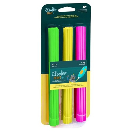 3Doodler Start 3DS-ECO-MIX4-75 material para impressão em 3D Plástico compostável Verde, Rosa, Amarelo 1 g