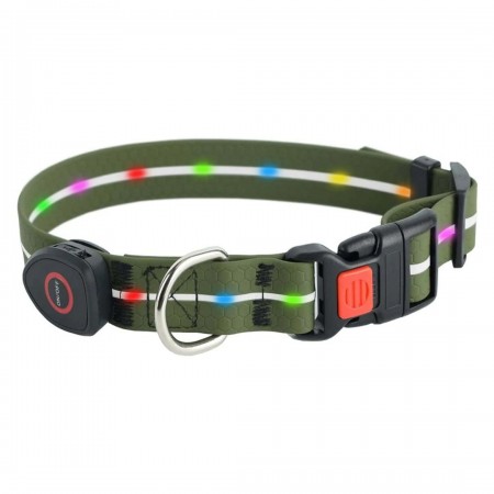 DOGGY VILLAGE Signal collar MT7117 dark green - LED dog collar - 60cm