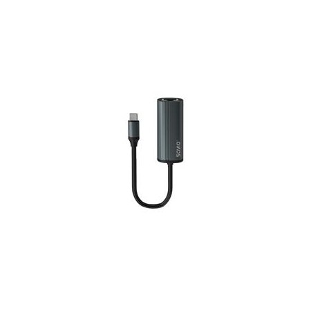 SAVIO Adapter USB-C 3.1 Gen.1 (M) to RJ-45 Gigabit Ethernet (F), 1000 Mbps, AK-56, grey