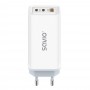 SAVIO LA-07 GaN 65W mains charger, USB, QC4.0+, PD 3.0, White