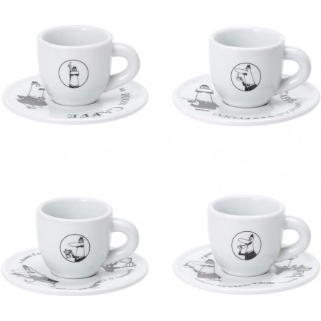 Set of 4 espresso cups BIALETTI CAROUSEL Porcelain 4x 50 ml White