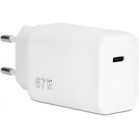 Adaptador de carregador universal Vultech CC-167PDCUGWH 1 porta tipo C PD67 QC 3.0 GaN 67W PPS branco tamanho compacto