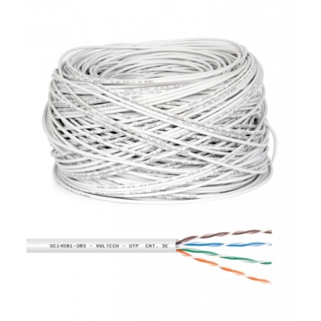 rolo de fio eletrico Vultech 305Mt Cat. 5E UTP LSZH 24AWG CU CPR PASS ECA SC14501-305