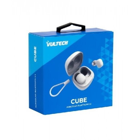 Auriculares intra-auriculares TWS Bluetooth 5.3 Vultech CUBE EP-20WH, estéreo Hi-Fi com estojo de carregamento - branco