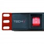 Techly I-CASE STRIP-81UD PDU 8 tomada(s) CA 1U Preto, Vermelho