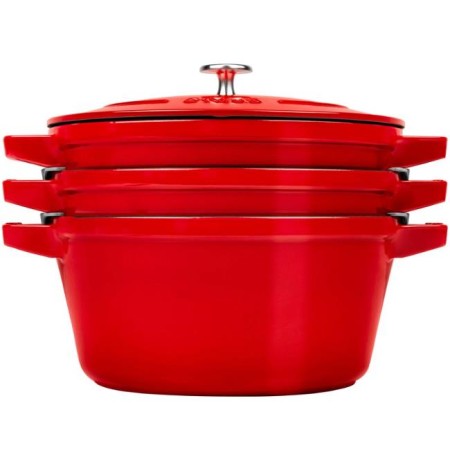 Staub La Cocotte Round Cast iron Casserole baking dish -- SET OF 3 PIECES