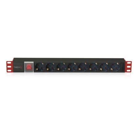 Techly I-CASE STRIP-81UD unità di distribuzione dell'energia (PDU) 8 presa(e) AC 1U Nero, Rosso