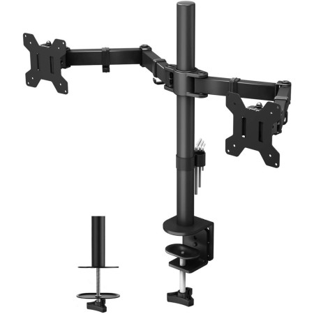 Techly Supporto da Scrivania per 2 Monitor 13-27" Affiancati con Morsetto