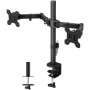 Techly Supporto da Scrivania per 2 Monitor 13-27" Affiancati con Morsetto