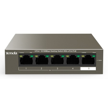 Tenda TEF1105-4-63W network switch Unmanaged Fast Ethernet (10/100) Power over Ethernet (PoE) Desktop/Wall-Mounting Grey