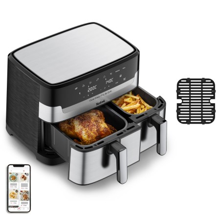 Tefal Dual Easy Fry & Grill EY905D Duplo 8,3 l Independente 2700 W Fritadeira a ar quente Aço inoxidável