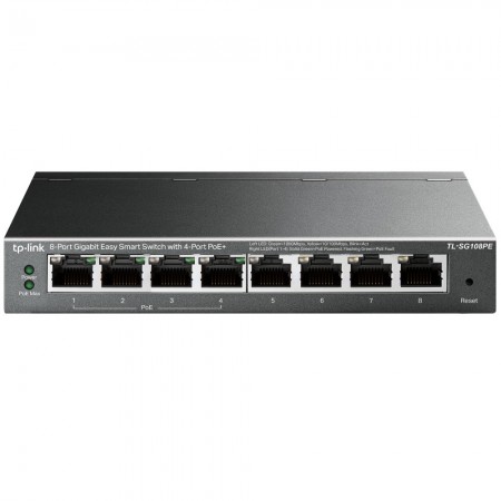 TP-Link TL-SG108PE switch de rede Gerido L2 Gigabit Ethernet (10 100 1000) Power over Ethernet (PoE) Preto