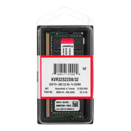 Kingston Technology ValueRAM KVR32S22D8/32 memory module 32 GB 1 x 32 GB DDR4 3200 MHz