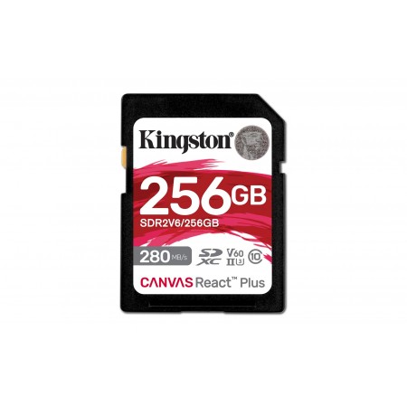 Kingston Technology 256GB Canvas React Plus SDXC UHS-II 280R/150W U3 V60 for Full HD/4K