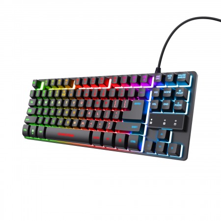 Trust GXT 833 Thado teclado Jogos USB Holandês Preto, Prateado