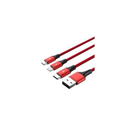 UNITEK C4049RD USB cable 1.2 m USB A USB C/Micro-USB B/Lightning Red