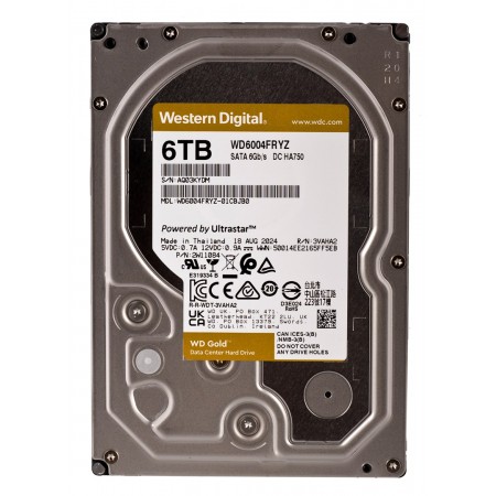 Western Digital Gold WD6004FRYZ internal hard drive 6 TB 7200 RPM 128 MB 3.5" Serial ATA III