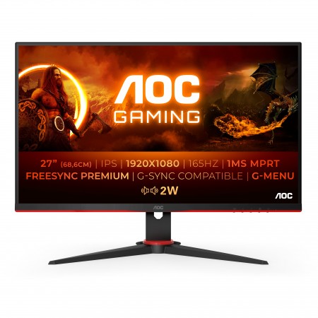 AOC G2 27G2SPAE BK LED display 68,6 cm (27") 1920 x 1080 pixels Full HD Preto, Vermelho