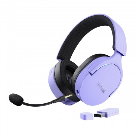 Trust GXT 491P FAYZO Auscultadores Com fios e sem fios Fita de cabeça Jogos USB Type-A Bluetooth Preto, Roxo