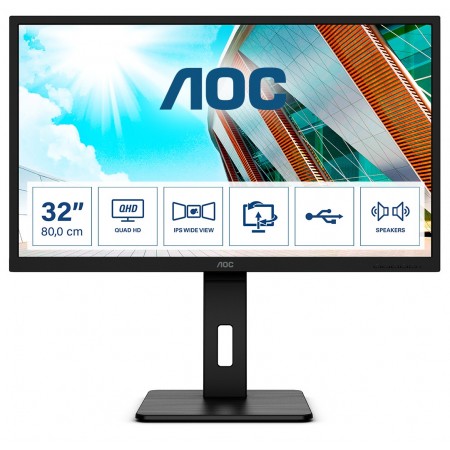 AOC P2 Q32P2 monitor de ecrã 80 cm (31.5") 2560 x 1440 pixels 2K Ultra HD LED Preto