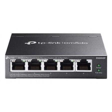 TP-Link Omada ES205G Gerido Gigabit Ethernet (10 100 1000) Power over Ethernet (PoE) Preto