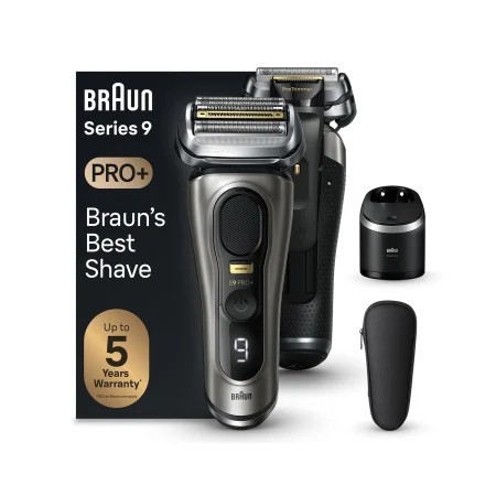 Braun Series 9 Pro+ 9565cc Wet & Dry Máquina de barbear com lâminas que se adaptam ao contorno do rosto Aparador Metálico