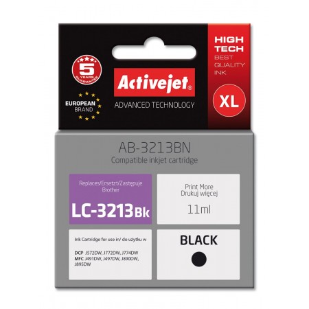 Activejet AB-3213BN Ink Cartridge (replacement for Brother LC3213BK- Supreme- 11 ml- black)