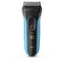 Braun Series 3 3040s Máquina de barbear com lâminas que se adaptam ao contorno do rosto Aparador Preto, Azul