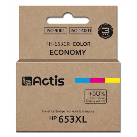 Actis KH-653CR printer ink, replacement HP 653XL 3YM74AE- Premium- 18ml- 300 pages- colour