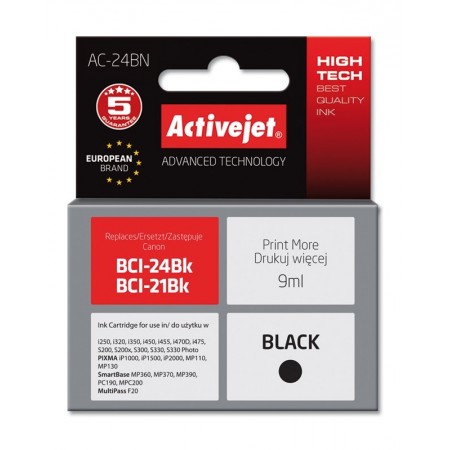 Activejet AC-24BN ink (replacement for Canon BCI-24Bk- Supreme- 9 ml- black)