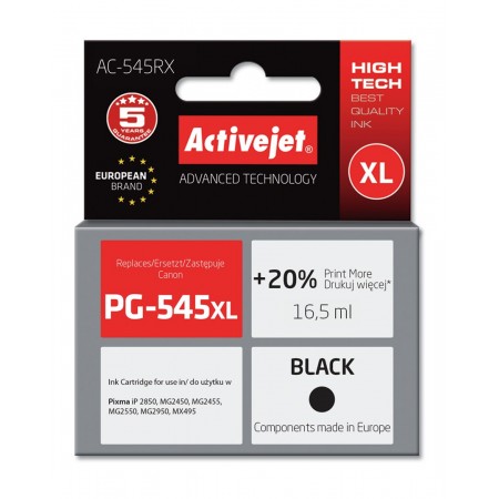 Activejet AC-545RX Ink cartridge (replacement for Canon PG-545XL- Premium- 16.5 ml- 400 pages, black)