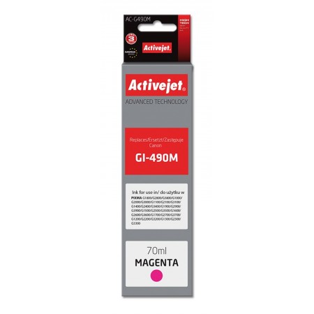 Activejet AC-G490M Ink cartridge (replacement for Canon GI-490M- Supreme- 70 ml- 7000 pages, magenta)