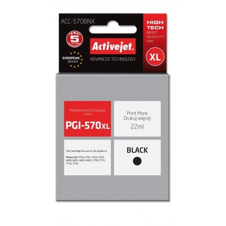 Activejet ACC-570BNX Ink cartridge (replacement for Canon PGI-570XLBk- Supreme- 22 ml- black)