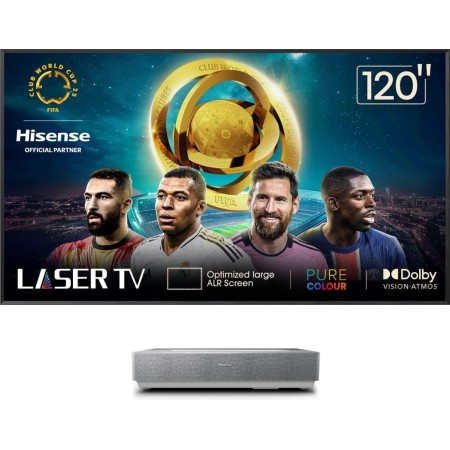 Hisense 120L5HA TV de projeção Projetor de ultra curta distância 2700 ANSI lumens DLP UHD 4K (3840x2160) Prateado, Branco