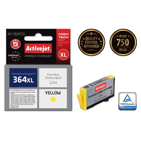 Activejet AH-364YCX ink for HP printer- HP 364XL CB325EE replacement- Premium- 12 ml- yelllow