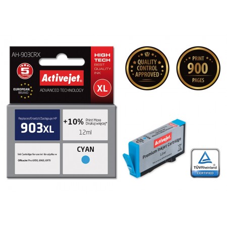 Activejet AH-903CRX ink for HP printer- HP 903XL T6M03AE replacement- Premium- 12 ml- cyan